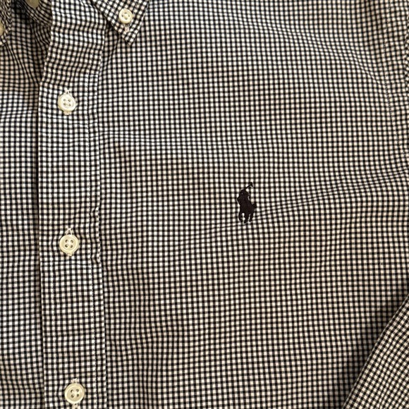 RALPH LAUREN Shirt Men's Black Large Custom Fit Lightweight Gingham Check Preppy - Picture 3 of 7